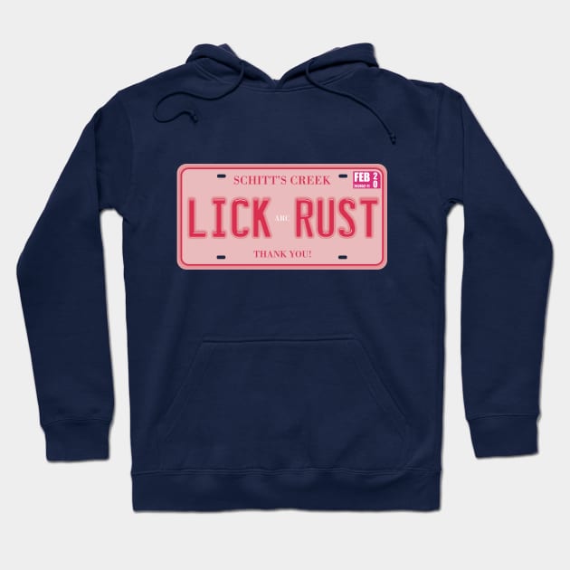 Lick Rust License Plate Hoodie by Movie Vigilante